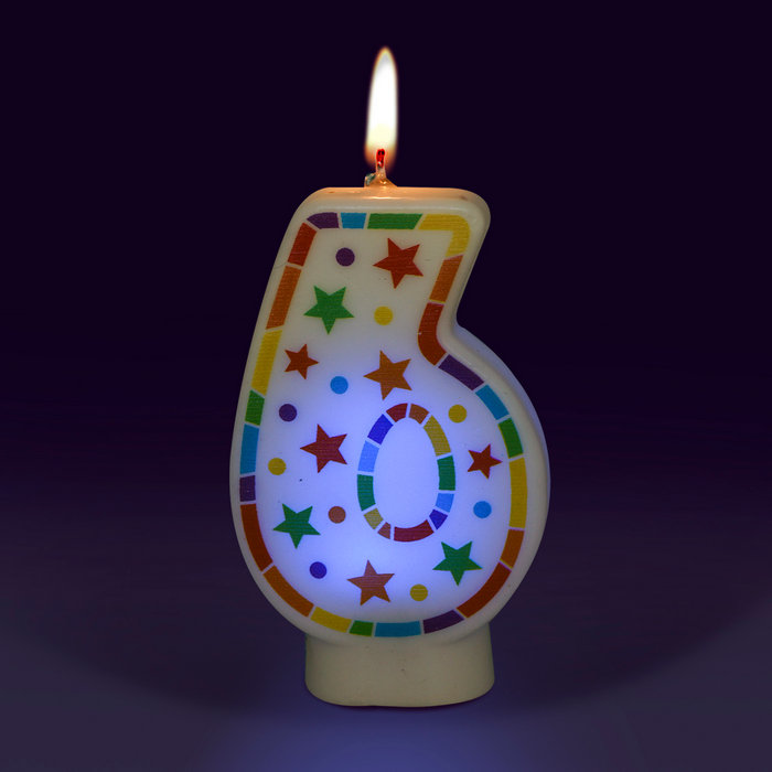 свеча цифра 6 светодиодная