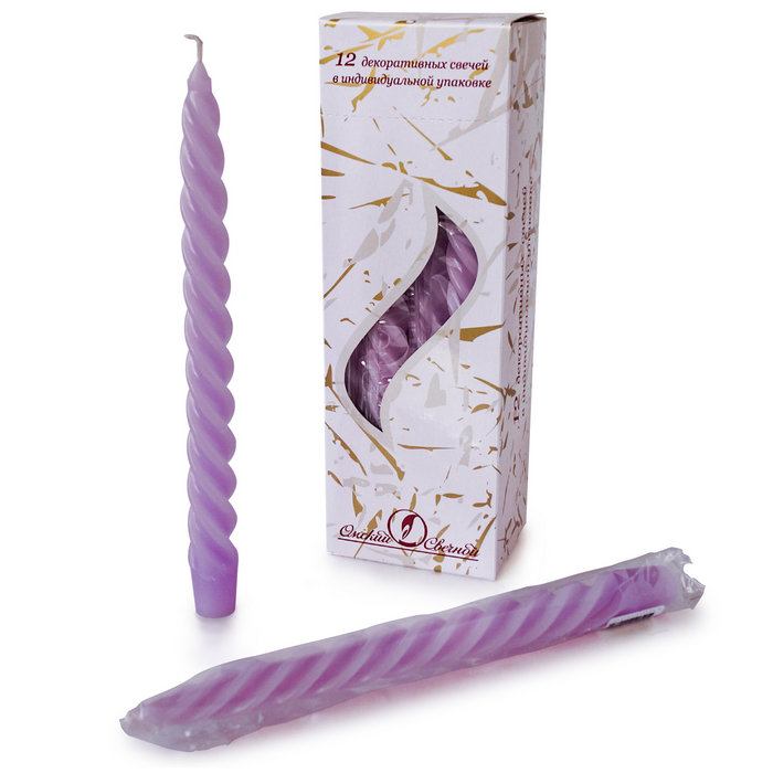 свеча витая 12 шт сиреневая