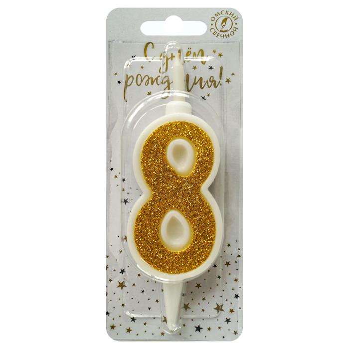 свеча тортовая 8 "суперблеск" золото