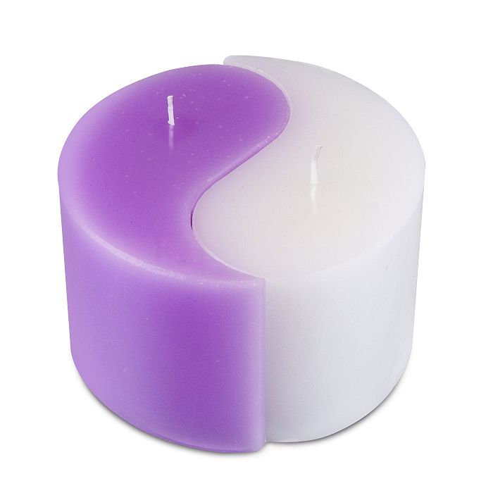 свеча двудольная призма Инь-Янь d125h75 сиреневый/белый