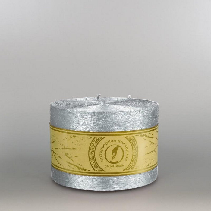 свеча цилиндр d150h105 3 фитиля серебро