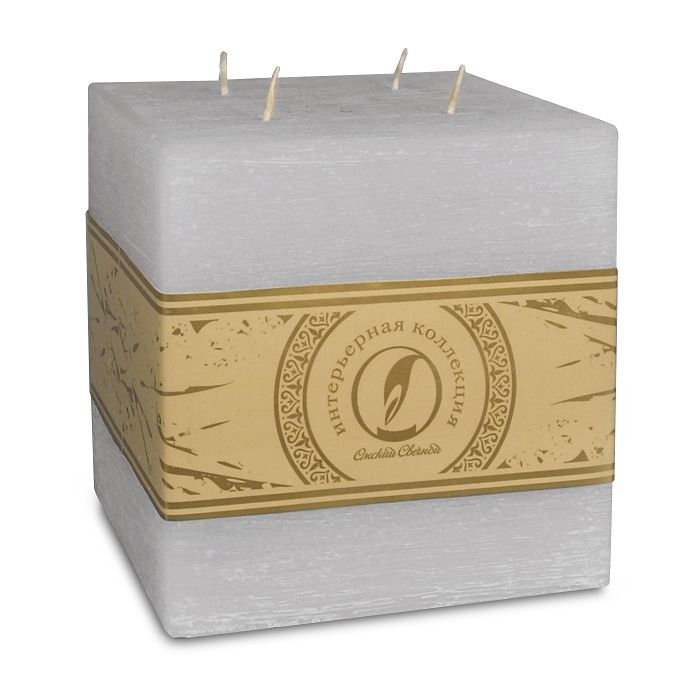 свеча куб 125 4 фитиля дымчато-голубой