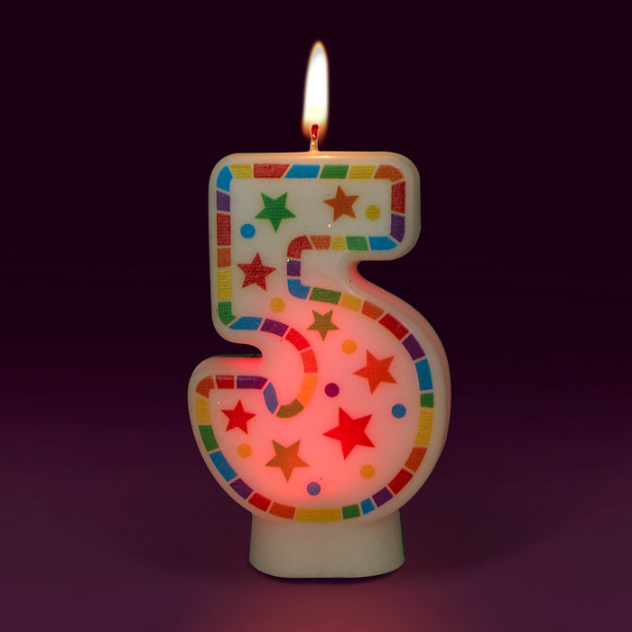 свеча цифра 5 светодиодная