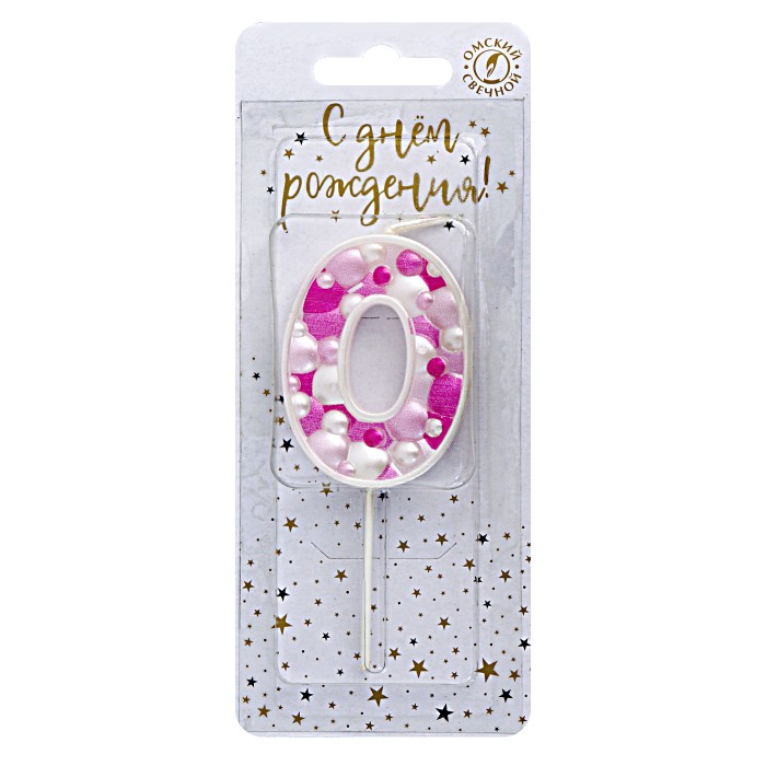 свеча тортовая "пузырьки" мал 0 розовая