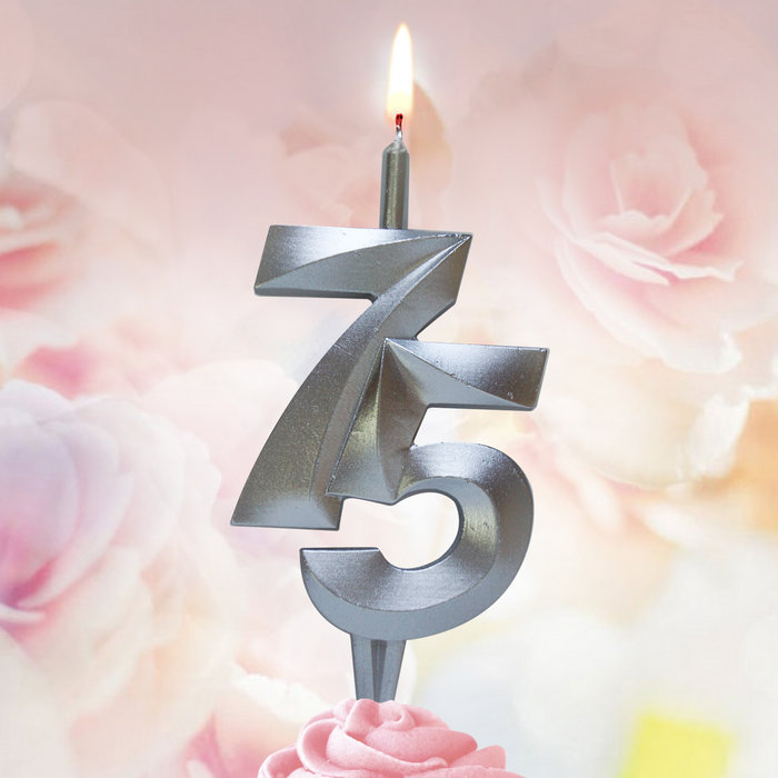 свеча тортовая витая юбилейная 75 "серебро"