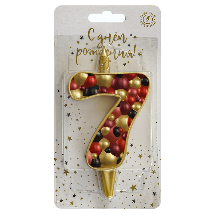 свеча тортовая 7 "Пузырьки" золото