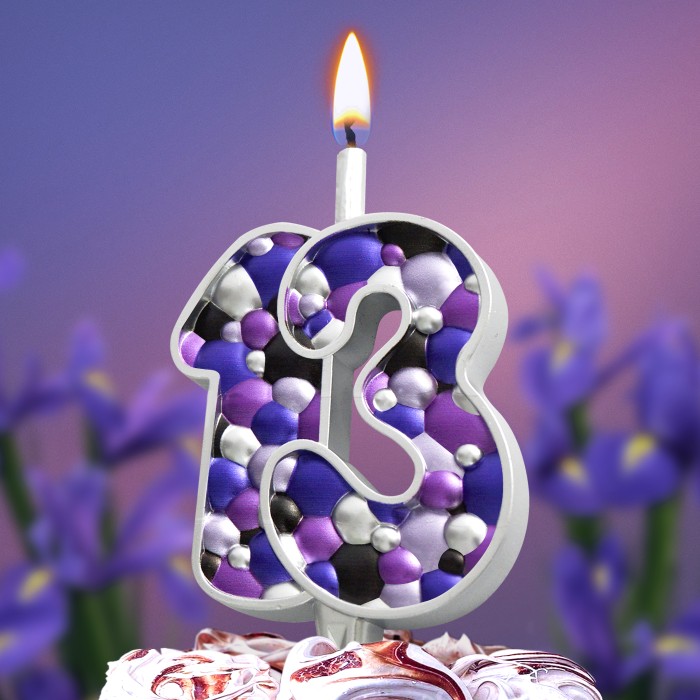 свеча тортовая  13 "пузырьки  серебро"