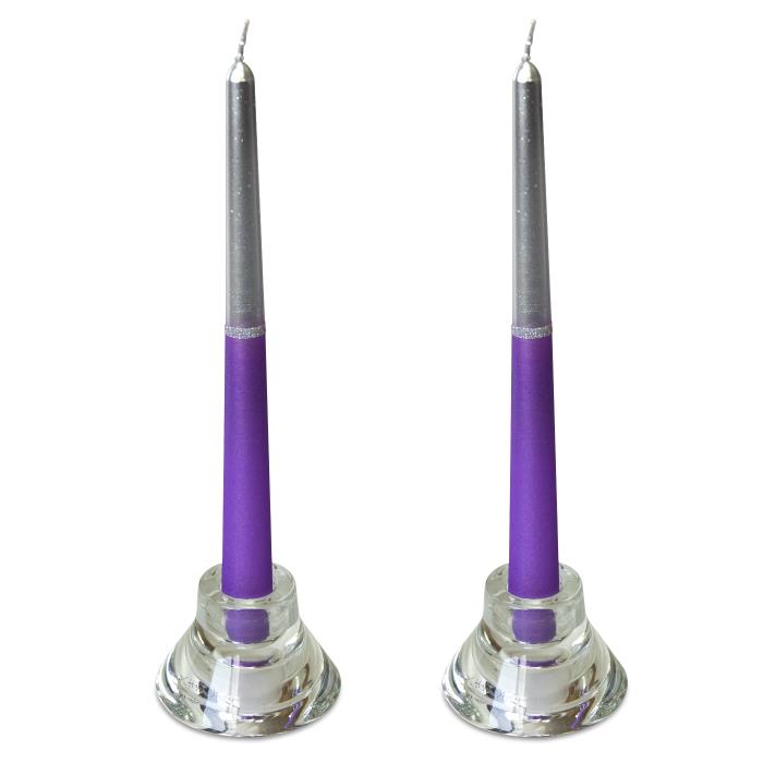 свеча античная 2 шт серебристо-сиреневая