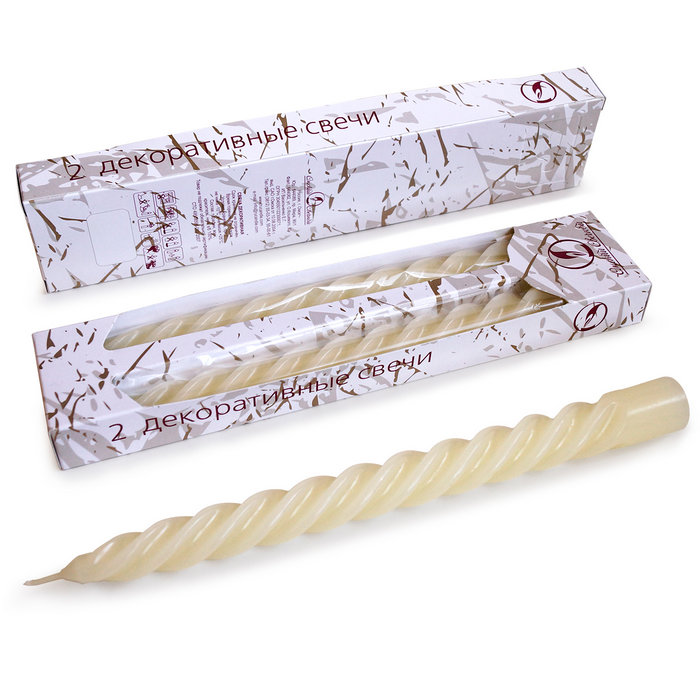 свеча витая 2 шт слон. кость