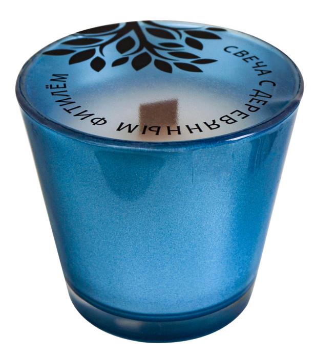 свеча в стекле с деревянным фитилем