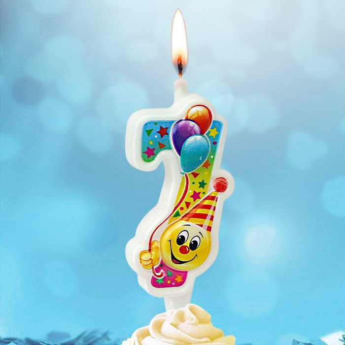 свеча тортовая "Смайлик с шарами" 7