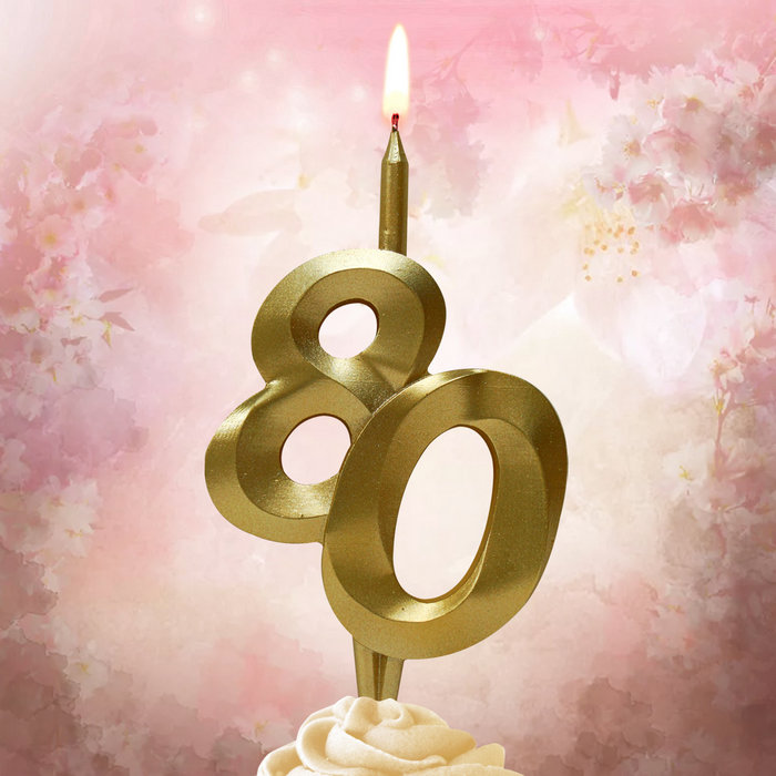 свеча тортовая витая юбилейная 80 "золотая"