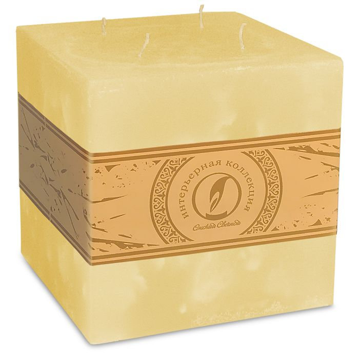 свеча куб 125 4 фитиля желтый