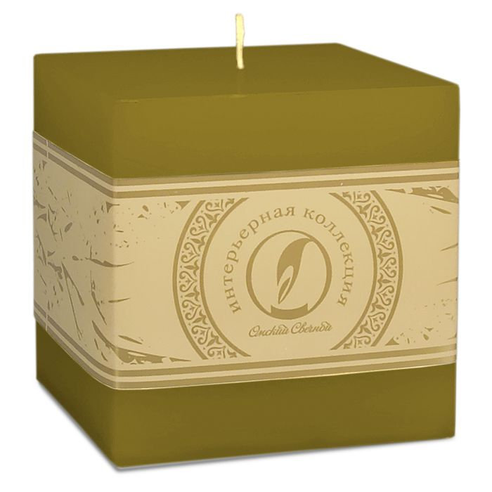 свеча куб 100 оливковый