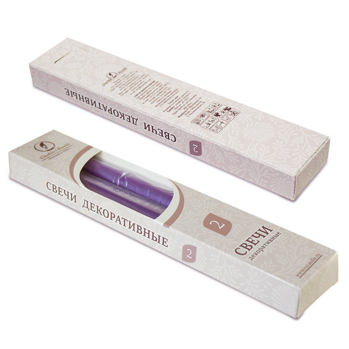 свеча античная 2 шт сиреневый металлик