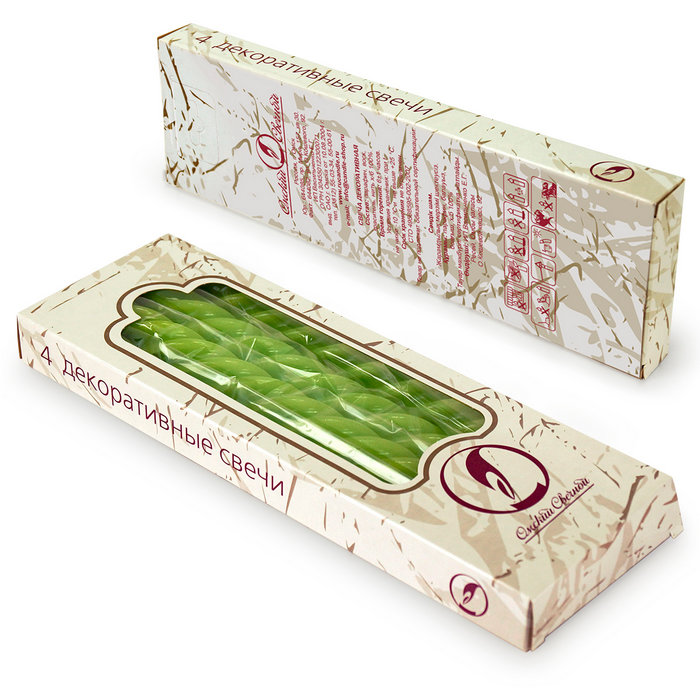 свеча витая 4 шт зеленая