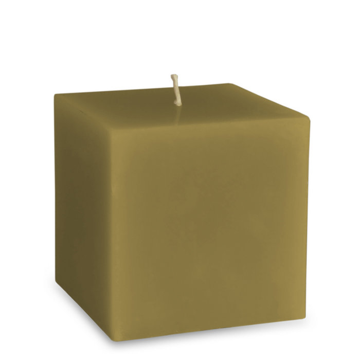 свеча куб 75 оливковый