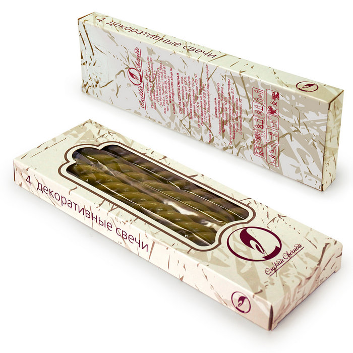 свеча витая 4 шт оливковая