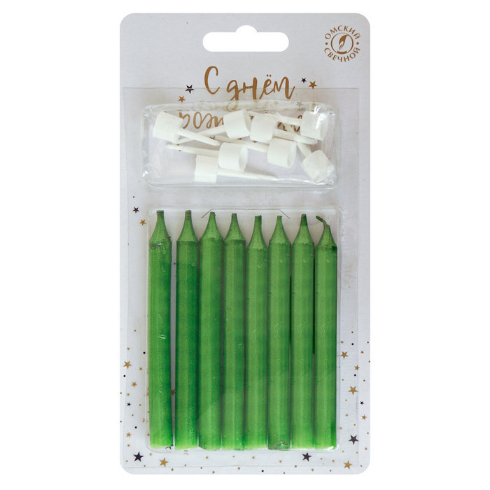 свечи тортовые классические 8  зеленые