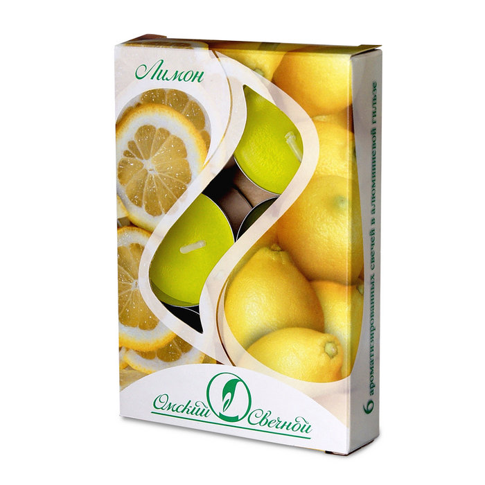 свеча свеча в алюминиевой гильзе  (12 гр ароматизированная 6 шт/уп лимон)