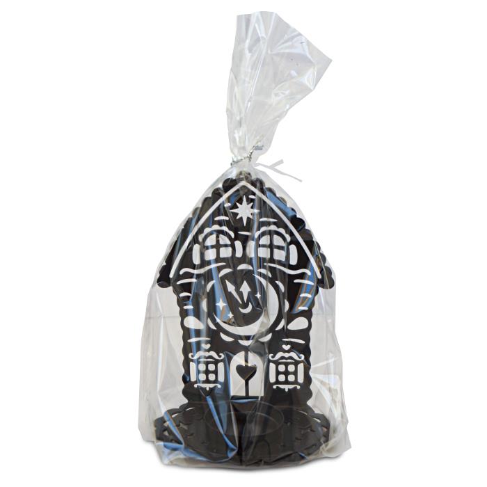 подсвечник "домик с часами"  черный