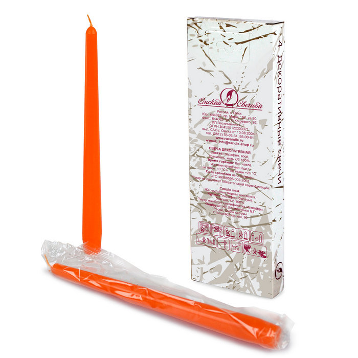 свеча античная 4 шт оранжевая
