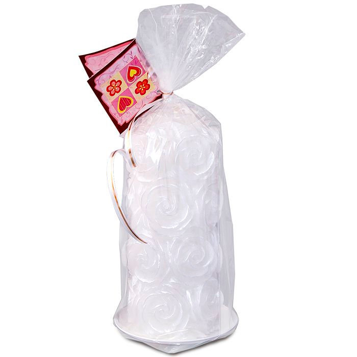 свеча пенек в розах белый