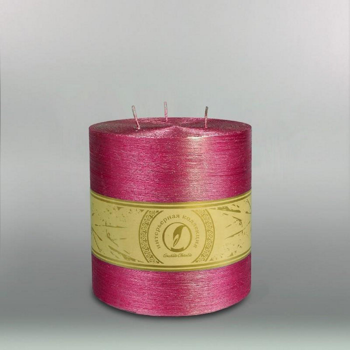 свеча цилиндр d150h150 3 фитиля рубин