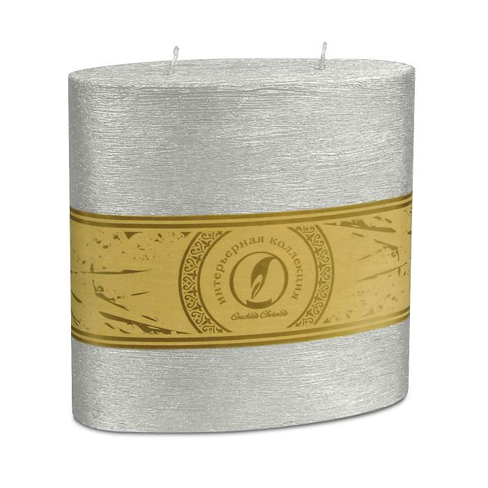 свеча овальная призма 150х75х150 2 фитиля серебро
