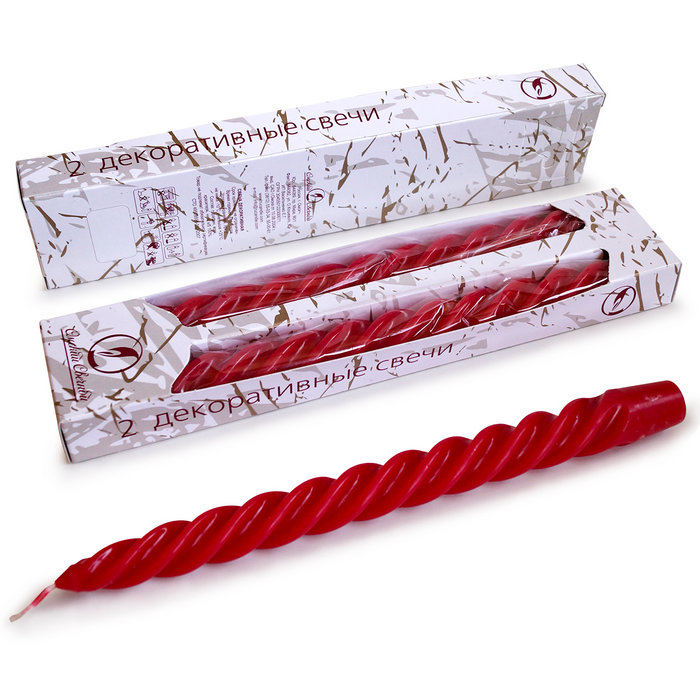 свеча витая 2 шт красная