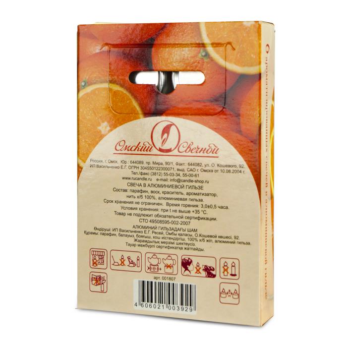 свеча свеча в алюминиевой гильзе  (12 гр ароматизированная 6 шт/уп апельсин)