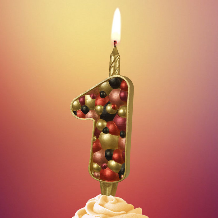 свеча тортовая 1 "Пузырьки" золото