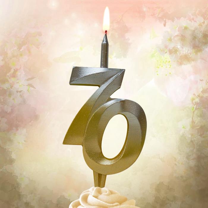 свеча тортовая витая юбилейная 70 "серебро-золото"