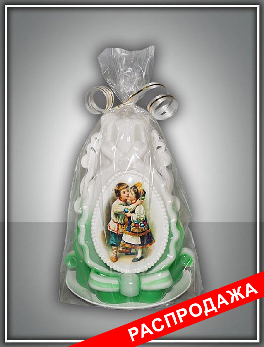 свеча резная мини зеленая