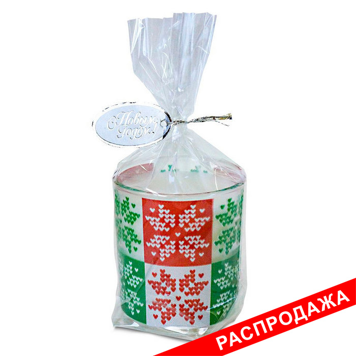 свеча в стекле новогодняя "скандинавские узоры"