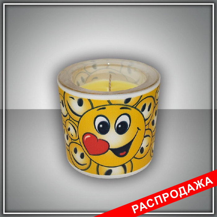 свеча в стекле  "смайлики" арома мед