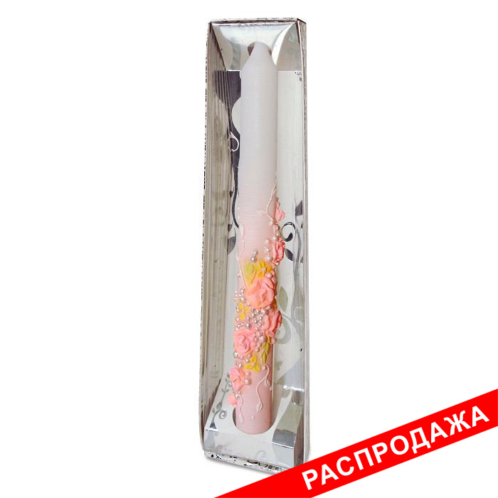 свеча античная "цветочная фантазия" персиковая