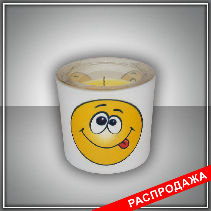 свеча в стекле  "смайлики" арома мед