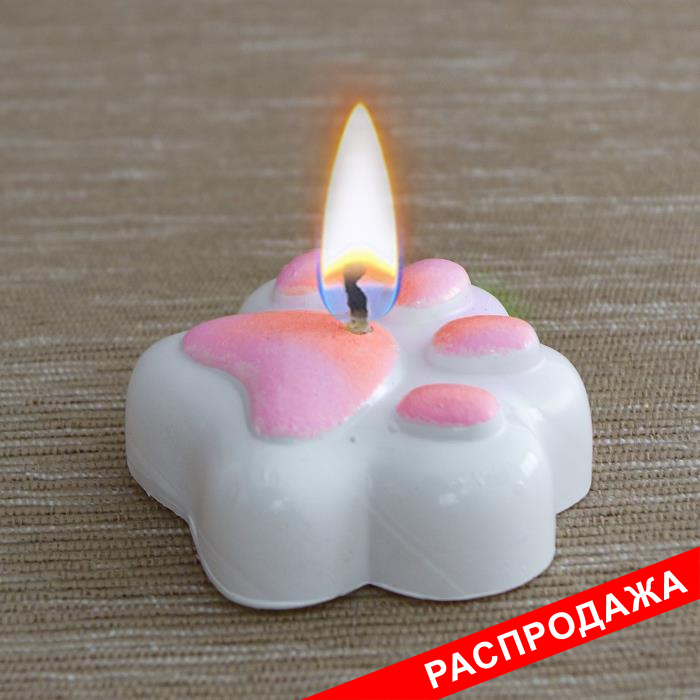 свеча лапка-сквиш бело-розовая