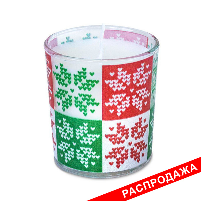 свеча в стекле новогодняя "скандинавские узоры"