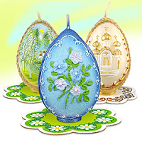 Свечи-яйца "Рельефная роспись"