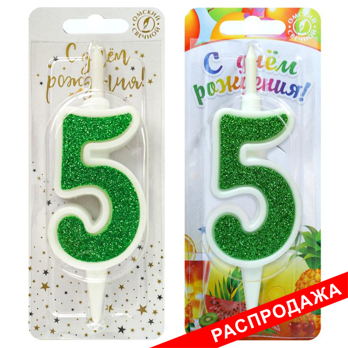 свеча тортовая 5 "суперблеск" зеленый