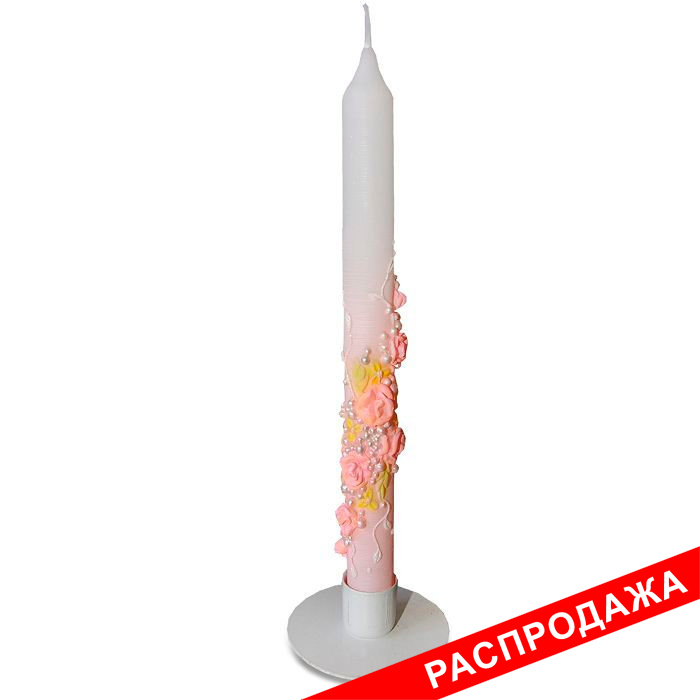 свеча античная "цветочная фантазия" персиковая