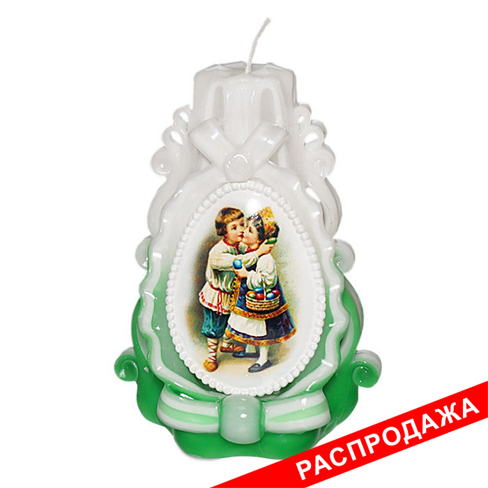 свеча резная мини зеленая