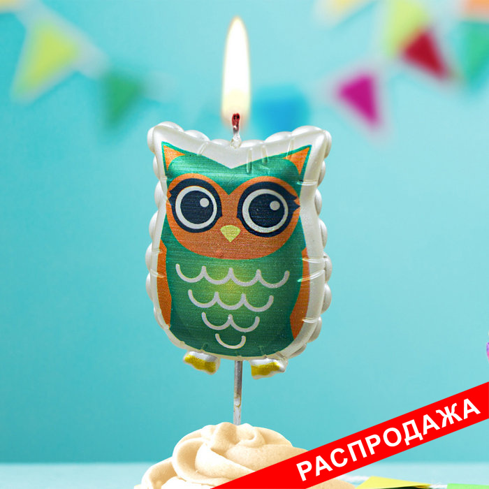 свеча тортовая на шпажке сова