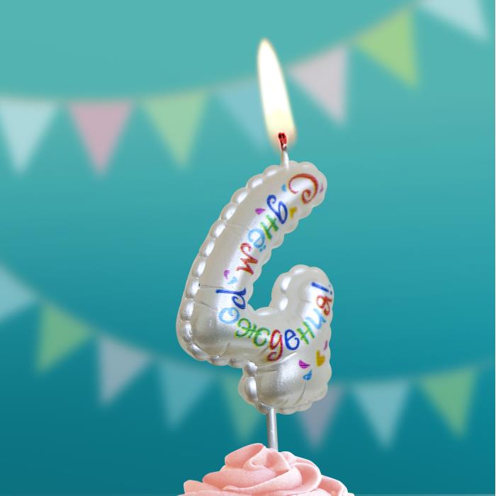 свеча тортовая на шпажке "воздушная с днем рождения" 4